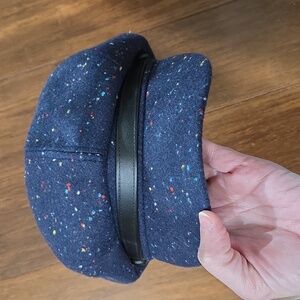 TREASURE & BOND SPECKLED NEWSBOY BLUE CONFETTI WOOL BLEND CAP
